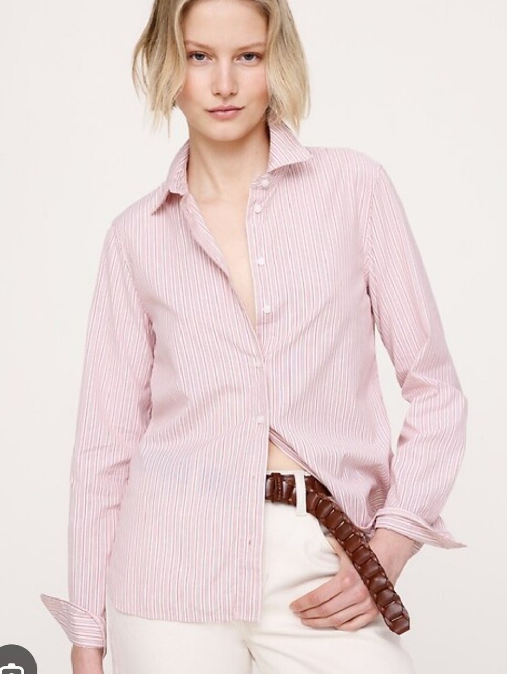 NWT Pink Pinstripe Long Sleeve Button Down Shirt Medium